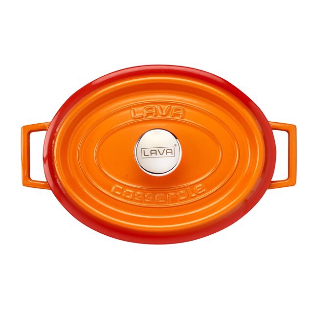 Lava Enameled Cast Iron Dutch Oven 5 Qt. Oval with Trendy Lid Orange