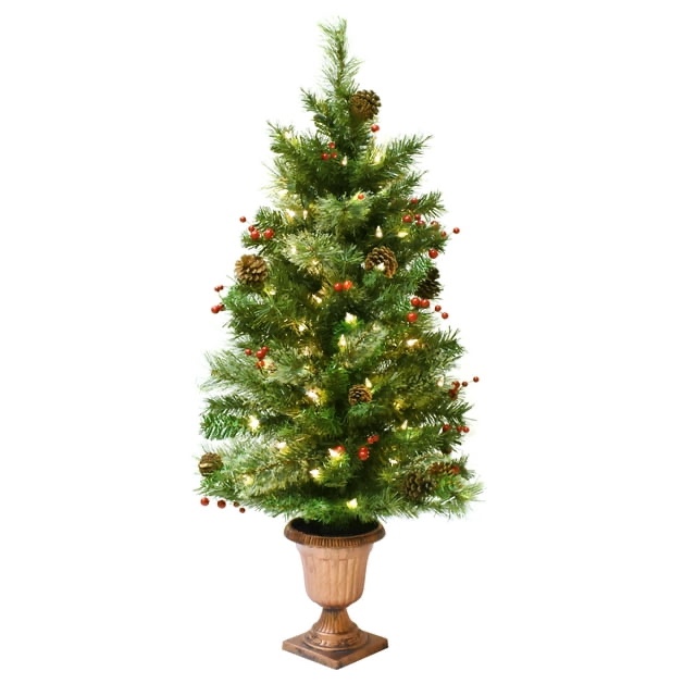 3.5' Pre-Lit Christmas with Ornaments and Urn Stand