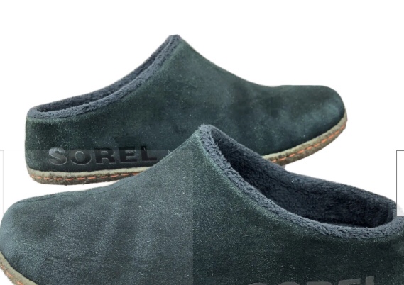 Sorel Slippers Womens 7;Black Suede Lanner Ridge II House Shoe Logo Men’