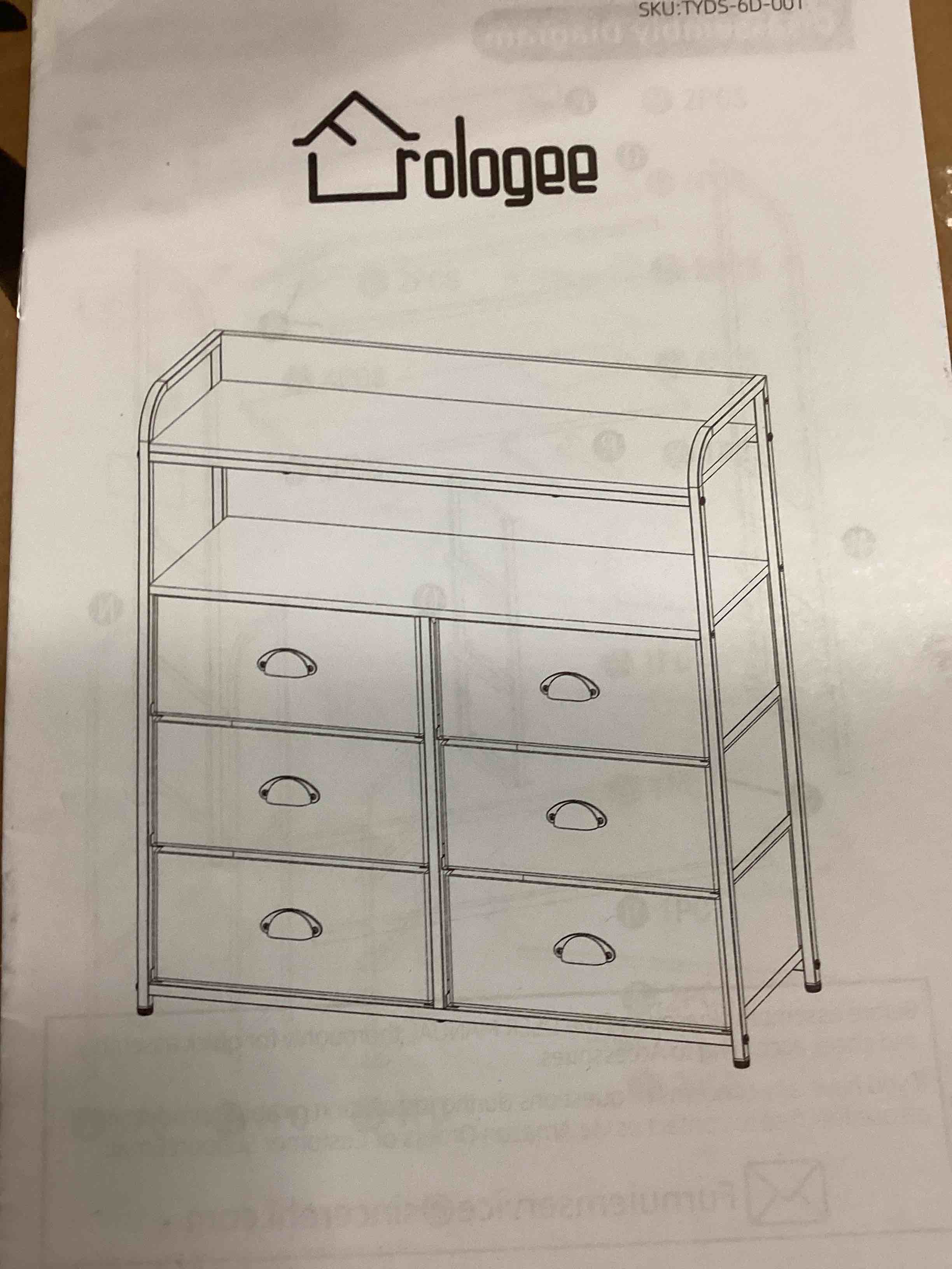 furologee wide 6 drawer dresser tv stand