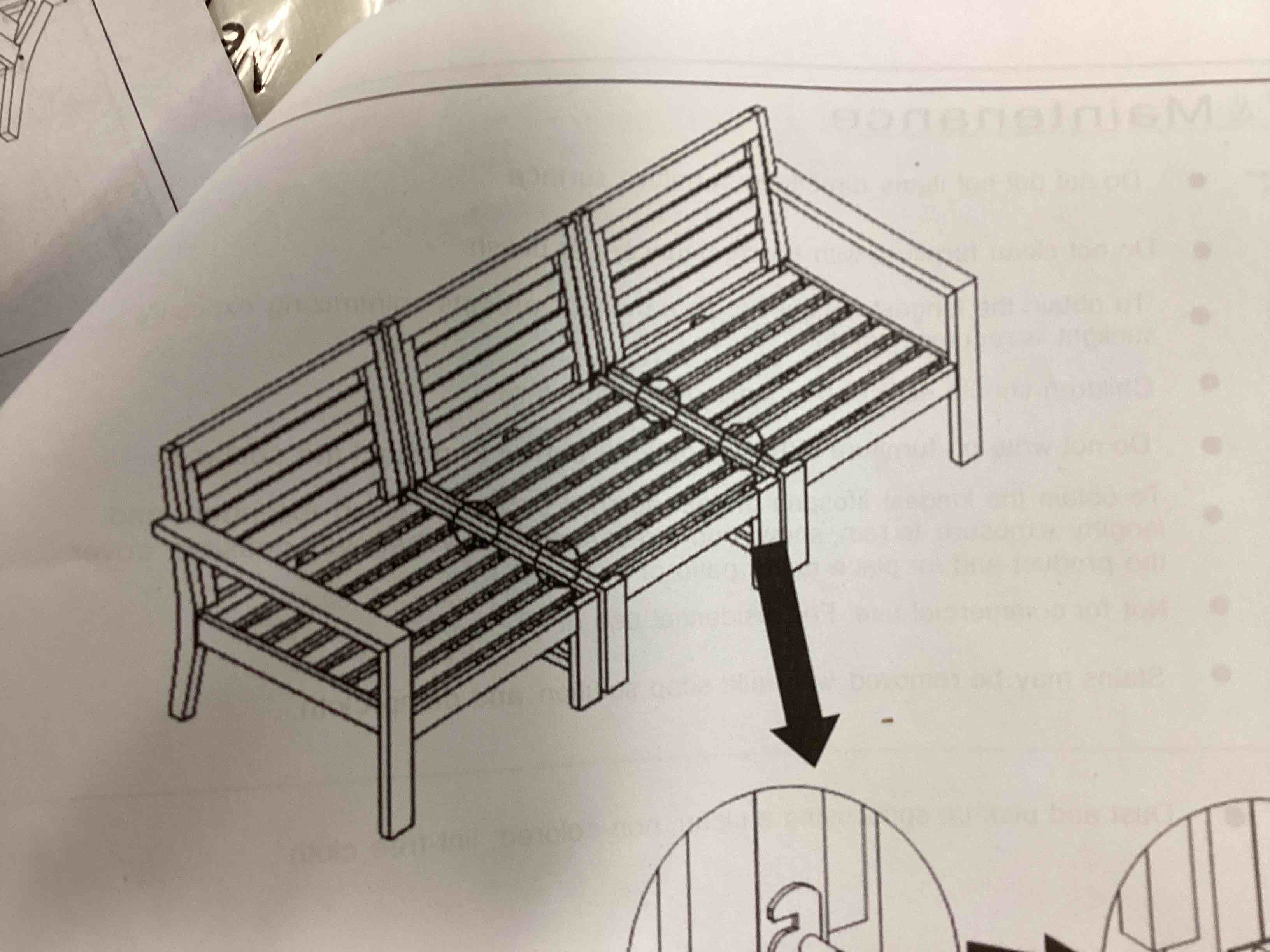 3 seat wood chair INCOMPLETE PROBABLY MISSING MIDDLE PART