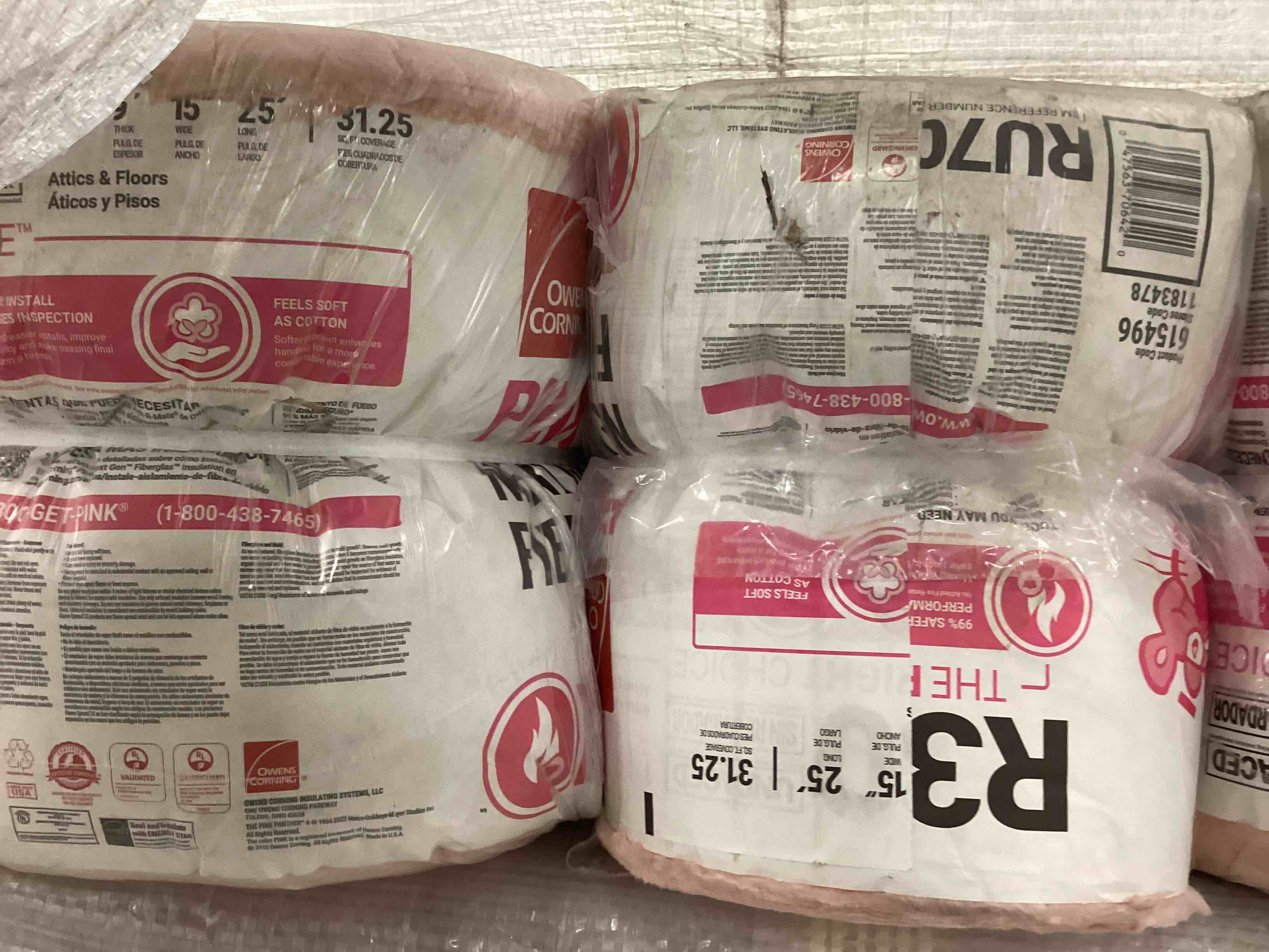 6 rolls  r30 unfaced 15”  insulation your bid per roll