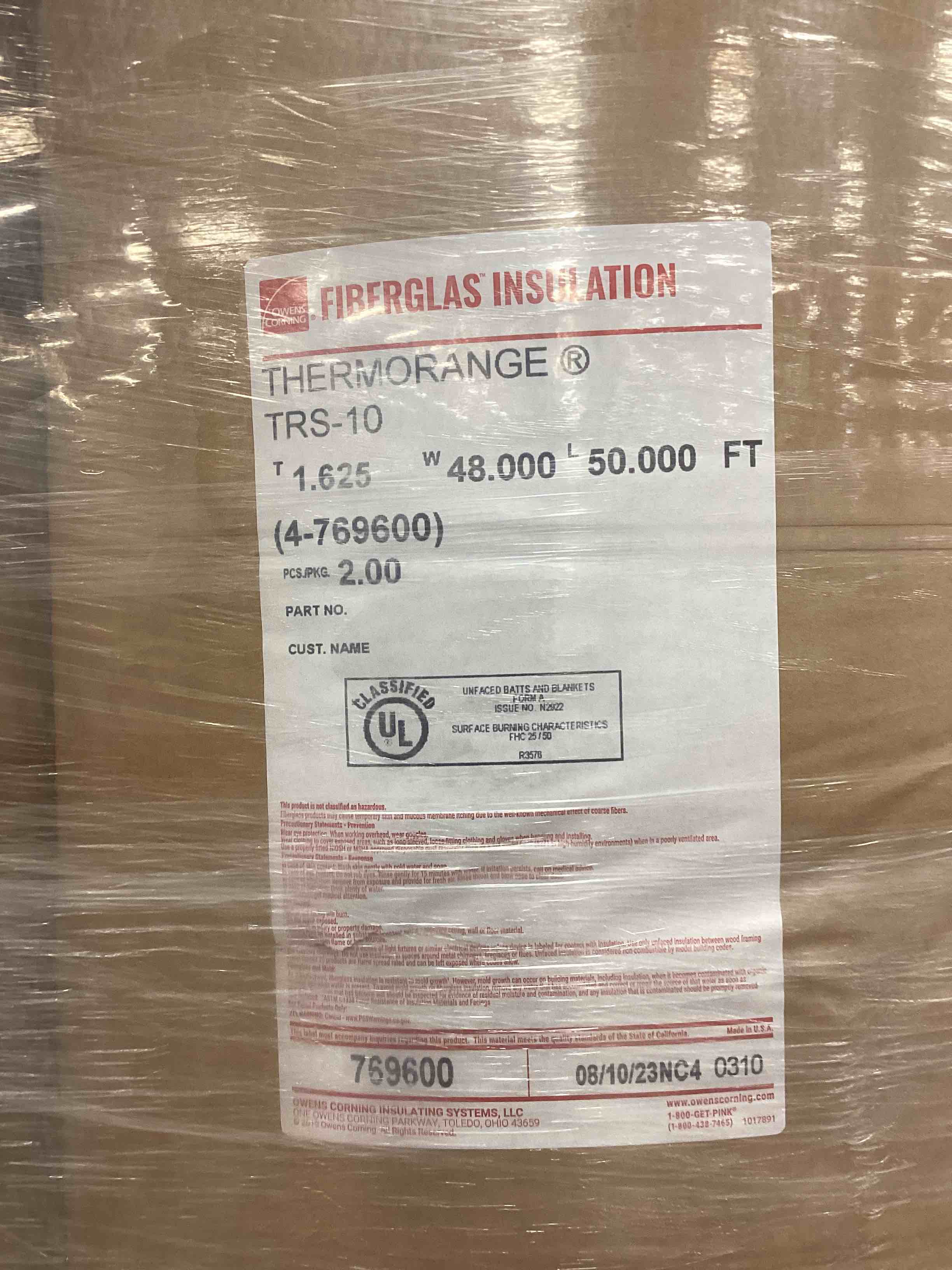 4 rolls TS-10 48” 50 ft pole barn insulation your bid per roll 
