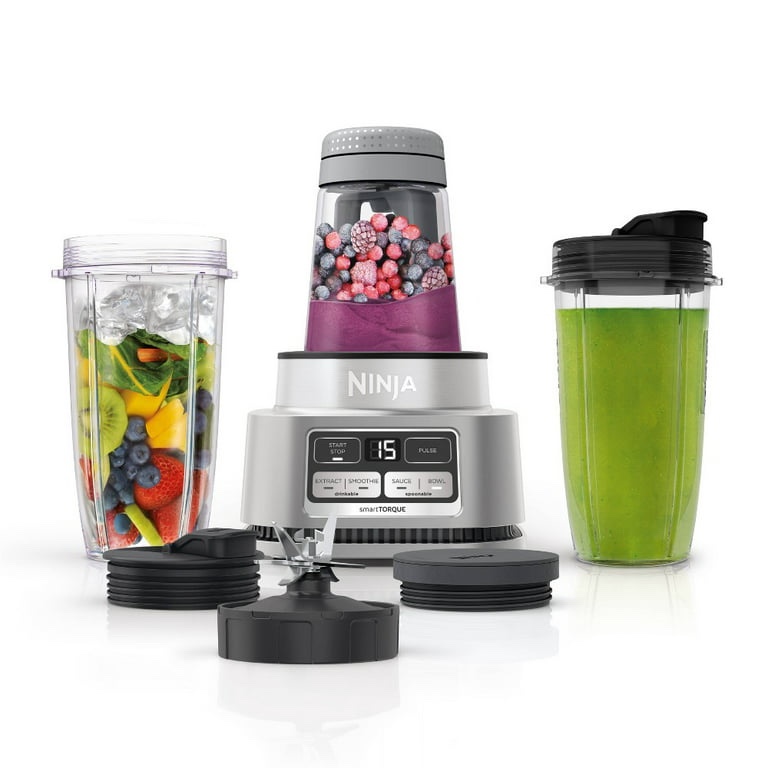 Ninja SS101 Foodi Smoothie Maker & Nutrient Extractor* 1200 WP, 6 Functions Smoothies, Extractions*, Spreads, smartTORQUE, 14-oz. Smoothie Maker, (2) To-Go Cups & Lids, Silver