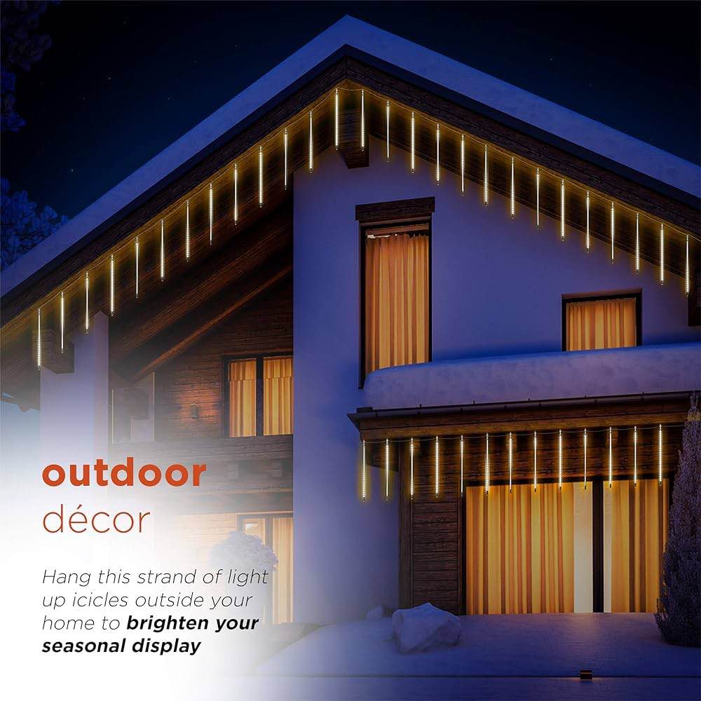 Alpine Corporation Alpine COR134WW-10 Hanging Icicle, Warm White LED Lights