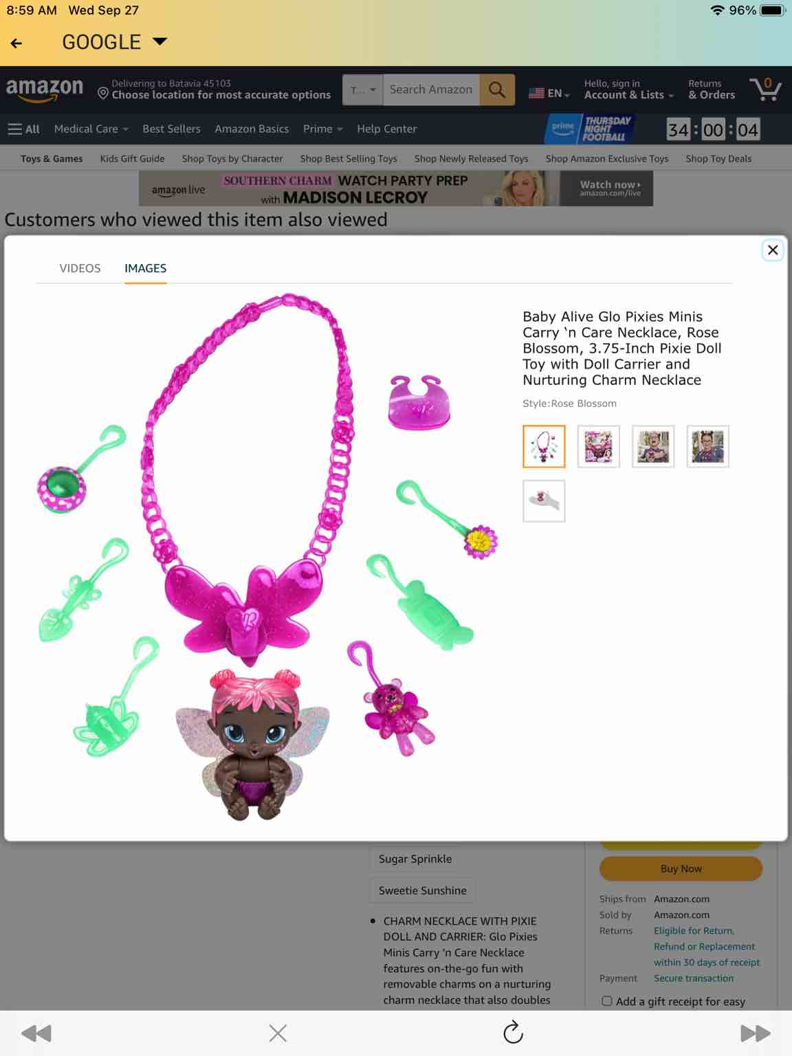 Baby Alive Glo Pixies Minis Carry ‘n Care Necklace, Rose Blossom, 3.75-Inch Pixie Doll Toy with Doll Carrier and Nurturing Charm Necklace Visit the Baby Alive Store 4.4 4.4 out of 5 stars    112 ratings   -60% $4.76$4.76  List Price: $11.99$11.99   Get Fast, Free Shippin