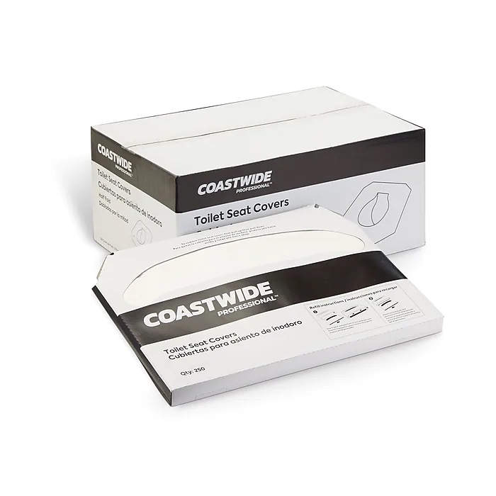 Coastwide Professional™ Toilet Seat Covers, 0.87" x 10.43", 250/Pack, 10 Packs/Carton (CW24776)