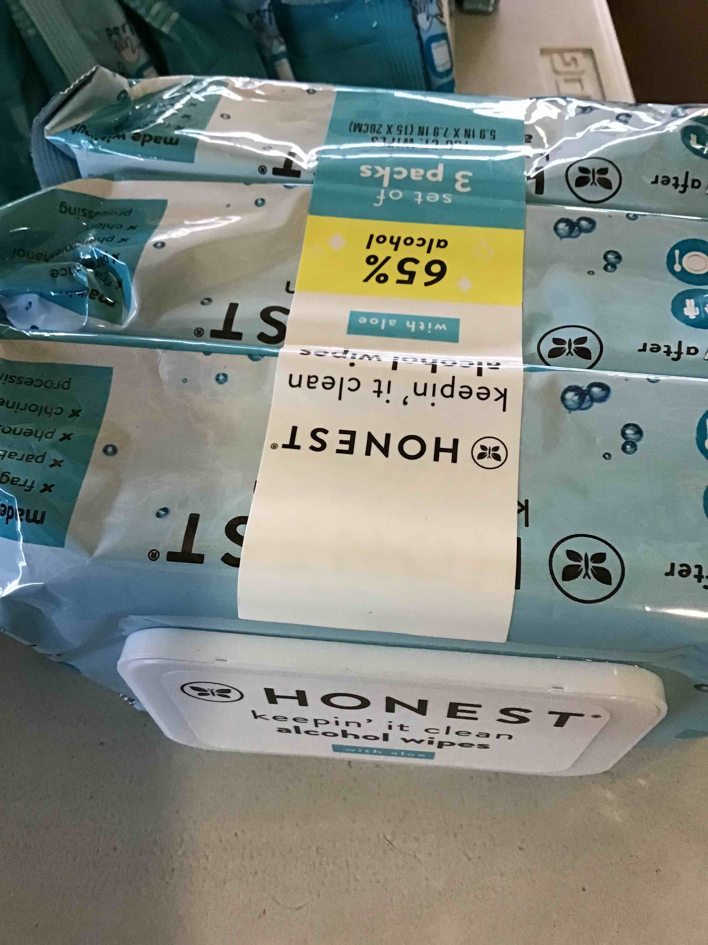 The Honest Company Sanitizing Alcohol Wipes, Unscented, 50 Count (Pack