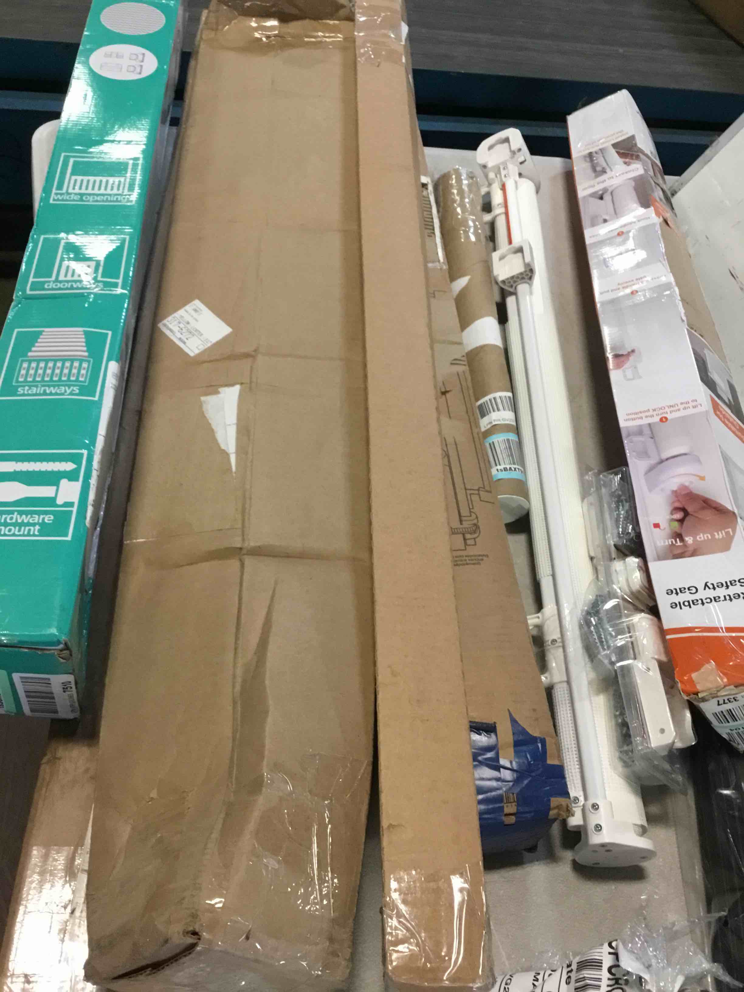 assorted item miscellaneous curtain rod/ retractable gate and more 