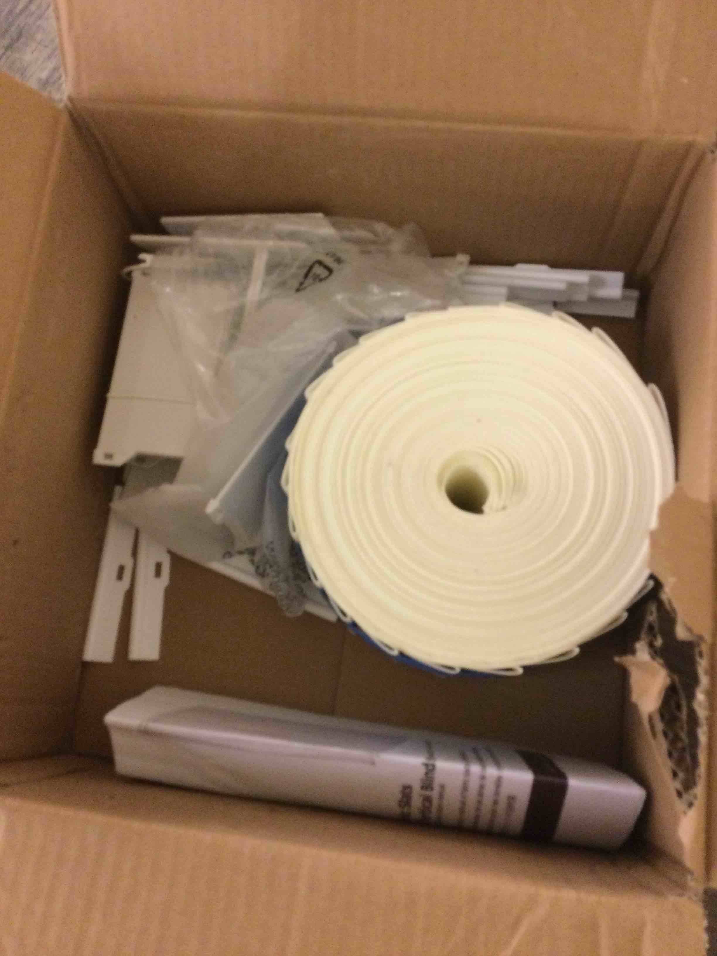 Condition photo showing As Is for LazBlinds Vertical Blinds Replacement Slats - Light Filtering Fabric Slats for Sliding Doors & Windows, Easy-Cut Polyester, White Texture (78" W x 84" L, 20 Pcs) Light Filtering - Off White 20