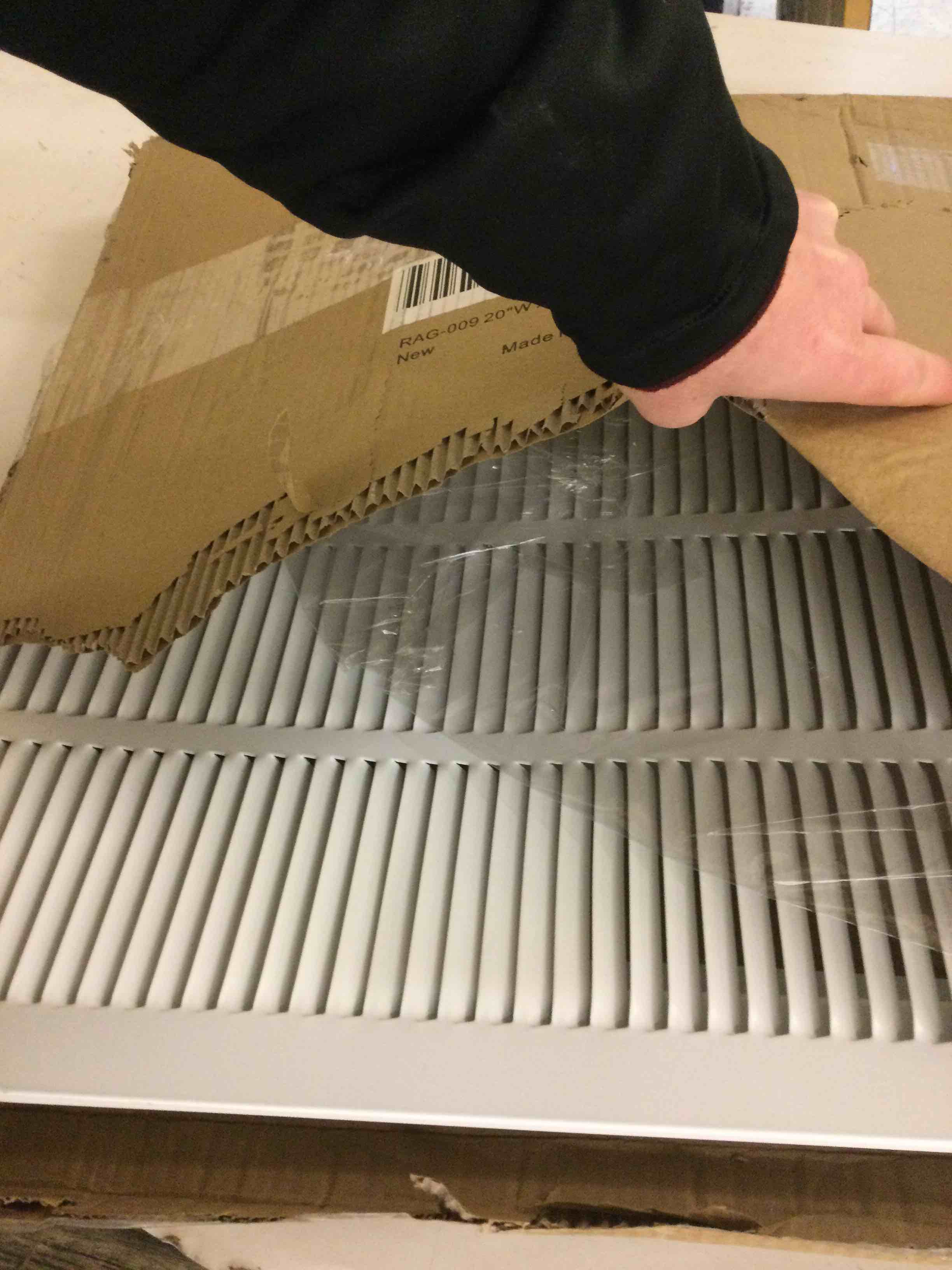 Condition photo showing As Is for Return Air Filter Grille Fit 20x20 Duct Opening,Steel Air Return Vent Cover Grill,HVAC Vent Covers for Wall and Ceiling,Holds 1" Thick AC Filter 20''W×20''H