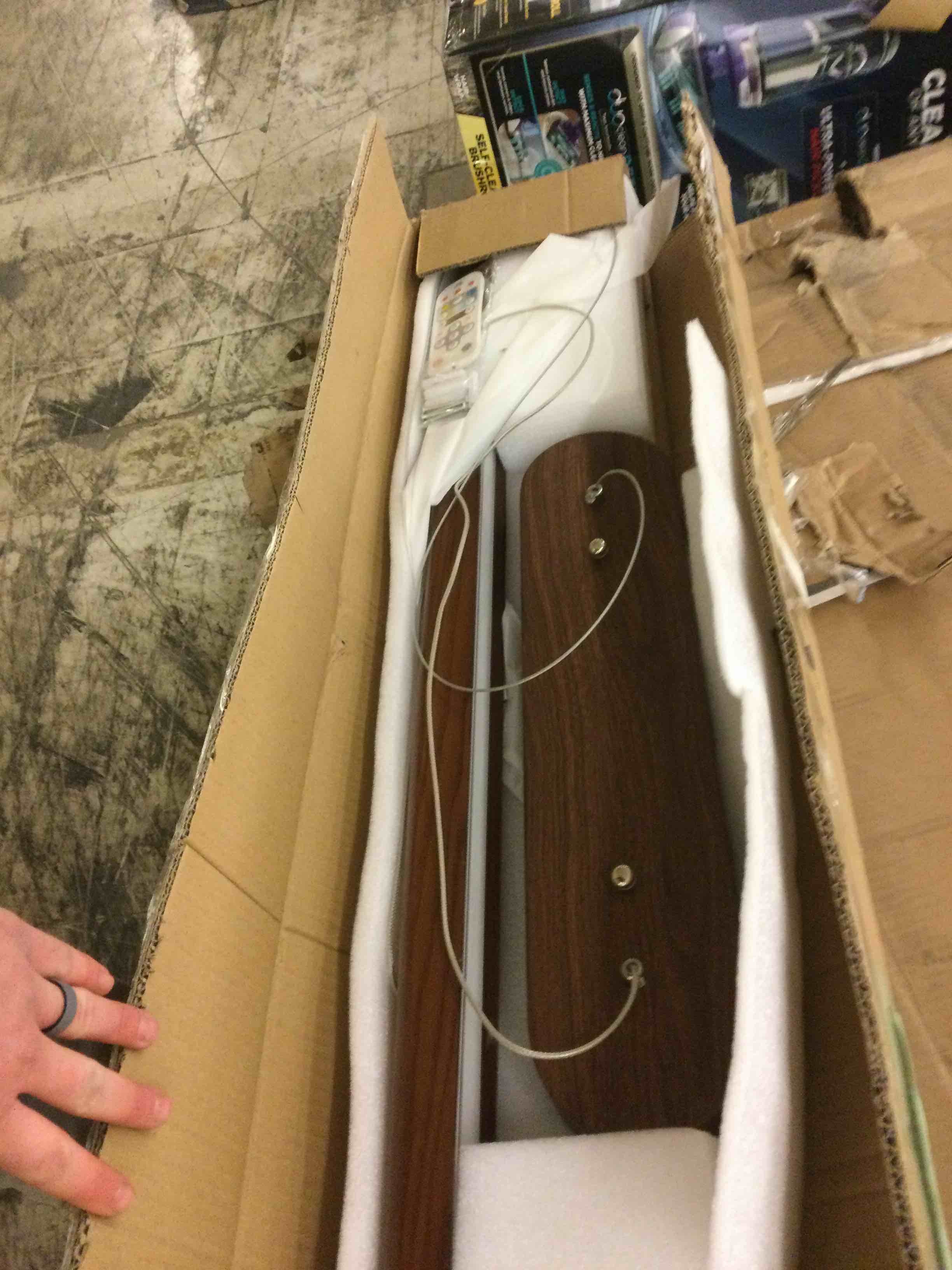 Condition photo showing New/Like New for 44" Wood Linear Pendant Light, LED Dimmable Island Lights for Kitchen with Remote & APP Control, 30W Adjustable CCT (3000K-6000K) for Dining Room Kitchen Island Bar Black Walnut Wood?Without a hump?