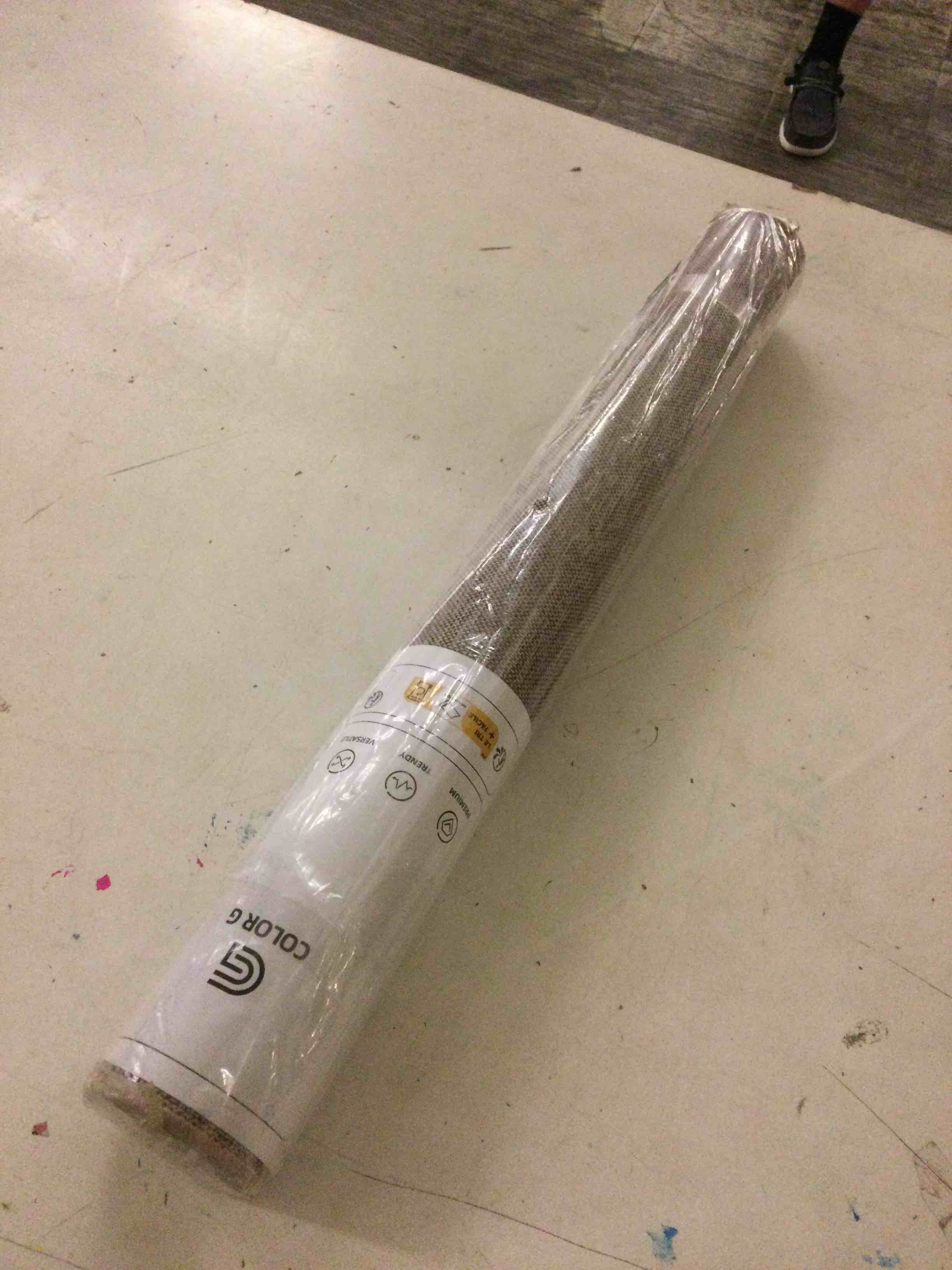 Condition photo showing New/Like New for color&geometry ultra thin indoor door mat (rolled-up no creases) 24"x36", non slip rubber backed dirt trapper door mat indoor entrance, low profile entryway mat, easy clean, light brown linen light brown linen 2' x 3' (rectangular)