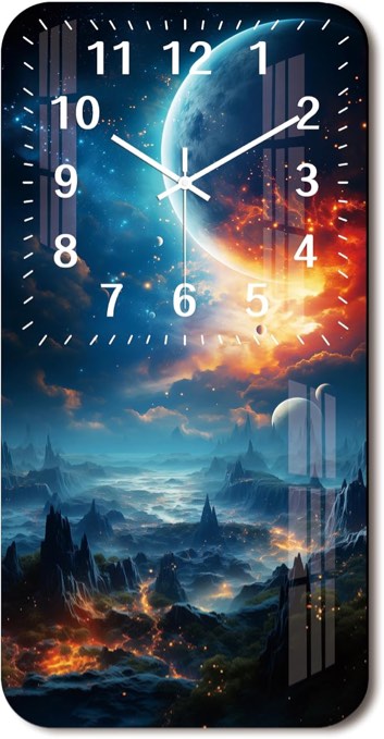 Tomopetime Blue Large Wall Clock for Living Room 24 Inch Wooden Analog Wall Clocks Battery Operated 
