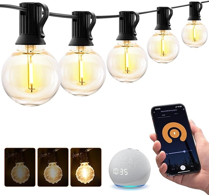 XMCOSY+ Smart Outdoor String Lights, 75Ft G40 Globe Patio Lights with 34 Dimmable LED Bulbs, WiFi & APP Control, Work with Alexa, Extendable Waterproof LED String Lights for Outside, Porch, Backyard Visit the XMCOSY