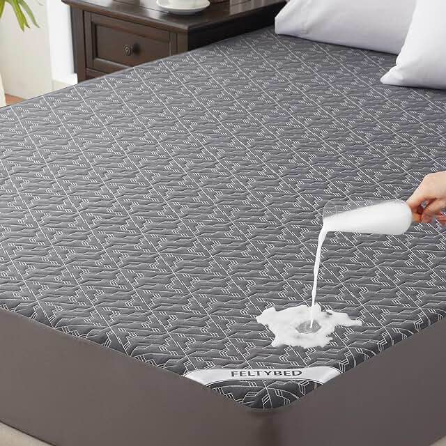 Twin Quilted Fitted Waterproof Mattress Pad, Breathable Premium Soft Filling Mattress Protector, 8-21 Inches Deep Pocket Noiseless Mattress Cover (Grey)