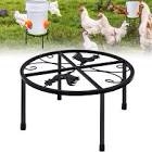 case pack of 5 Metal Stand for Chicken Feeder Waterer, 4 Legs Iron Stand Holder, Round Supports Rack for Barrels Buckets Equipped Installed with Feeder Waterer Port, for Poultry Chicken Coop Indoor Outdoor