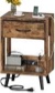 GYIIYUO Nightstands Set of 2 with Charging Station and Fabric Drawer, Side Table with Storage for Bedroom, Night Stand with Open Wood Shelf for Bedroom, Bedside Tables - Rustic Brown