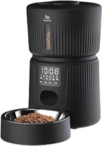 Petory Automatic Cat Feeder - 6 Meals Automatic Cat Food Dispenser with Slow Feeding for Cats and Small Dogs, Dual Power Supply Including Desiccant Bag