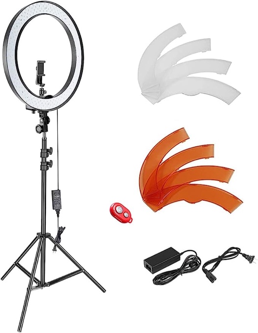 Neewer 18-inch SMD LED Ring Light Dimmable Lighting Kit with 78.7-inch Light Stand, Filter and Hot Shoe Adapter for Photo Studio LED Lighting Portrait YouTube TikTok Video Shooting (No Carrying Bag)