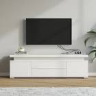 Rolanstar TV Stand with LED Lights & Power Outlet and Storage Cabinet for TVs up to 65", Black