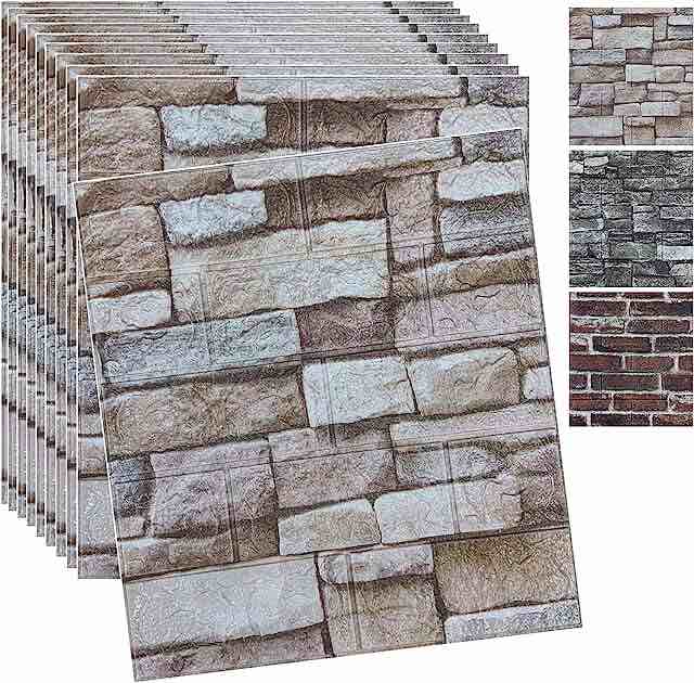 Panels Peel and Stick 3D Brick Wallpaper Peel and Stick Faux Stone Wall Panel 10 panel 