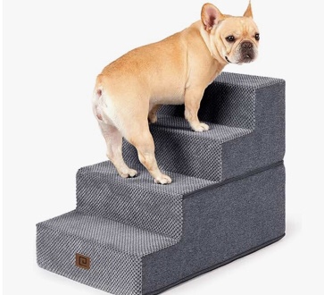 Dog Stairs for Small Dog, 4-Step Dog Steps for High Beds and Couch, Non-Slip Pet Stairs for Small Dogs and Cats,Dog Bed Stairs, Grey, 3/4/5 Steps