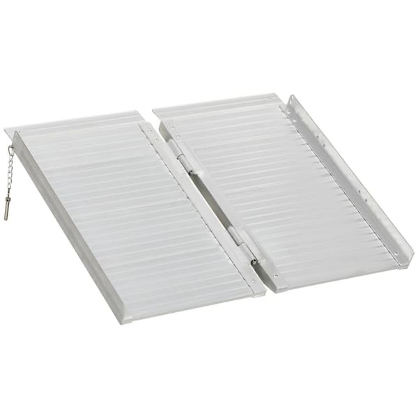 HOMCOM Textured Aluminum Folding Wheelchair Ramp, Portable Threshold Ramp 6 ft., for Scooter Steps Home Stairs Doorways