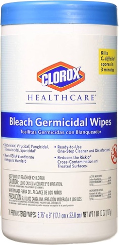 Germicidal Wipes, 3/4 x 9, Unscented, 70/Canister