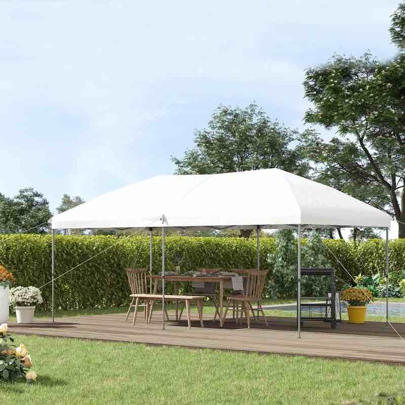 Outsunny 10' x 19' Pop Up Canopy with Easy Up Steel Frame, 3-Level Adjustable Height and Carrying Bag, Sun Shade Event Party Tent for Patio, Backyard, Garden, Off-White