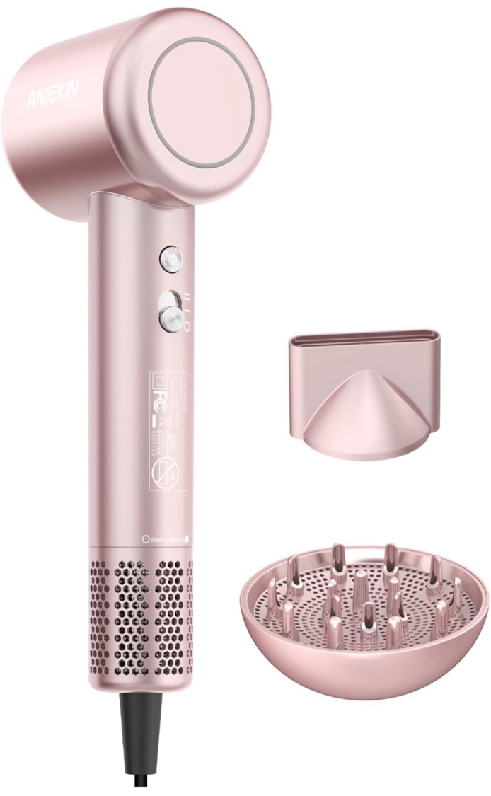 ANIEKIN Hair Blow Dryer, 110, 000 RPM Fast Drying Ionic Blow Dryer, Thermo Control and Quiet Blow Dryer with Magnetic Diffuser for Home and Travel Use