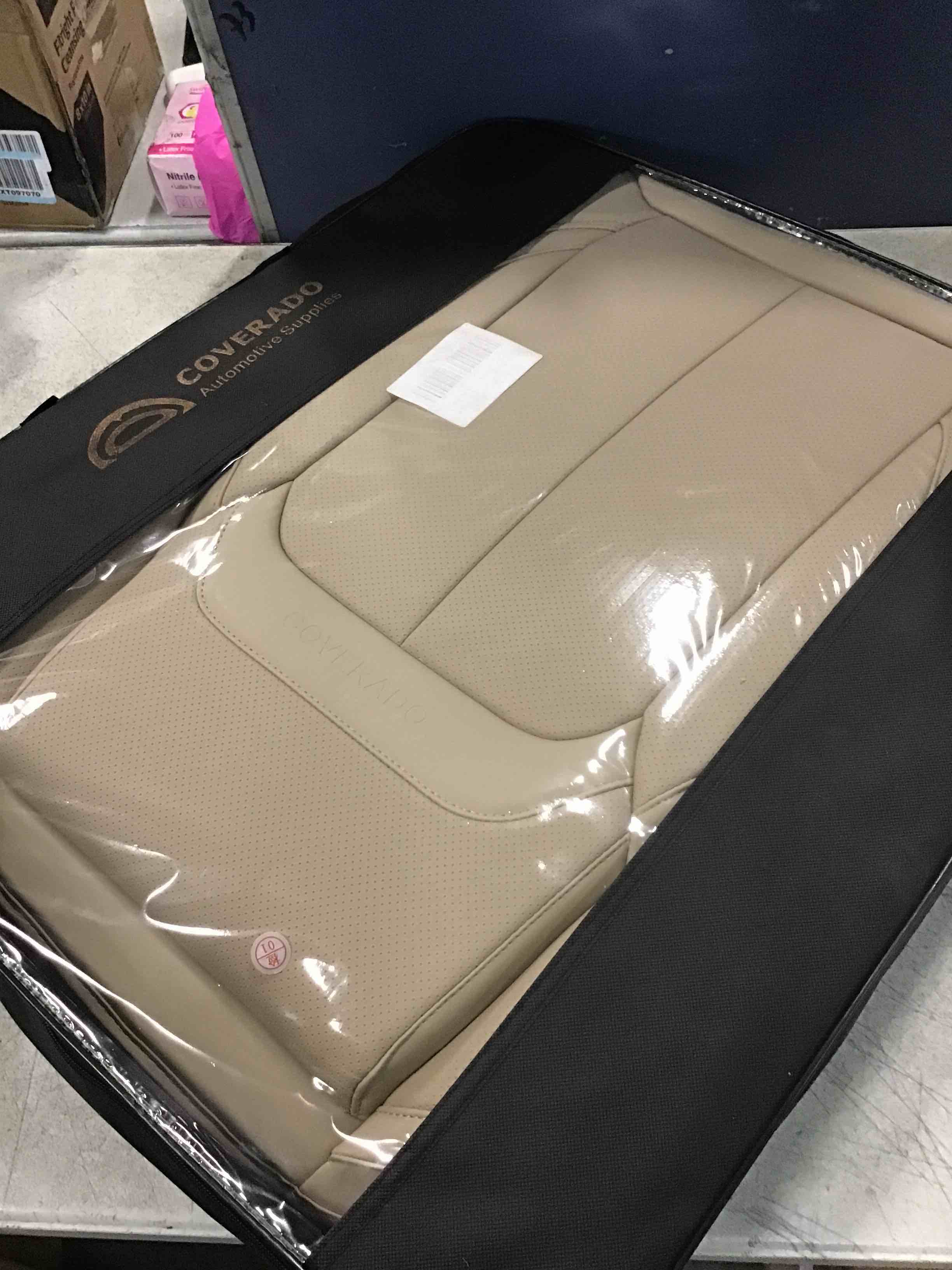 Coverado Universal Seat Covers Front,2-Pack Seat for Cars,Waterproof Nappa Leather Car Seat with Head Pillow,Auto Protectors Fit Most Sedans SUV Pick-up Truck-Beige,FrontPair (SCU003-H Seat Cover)