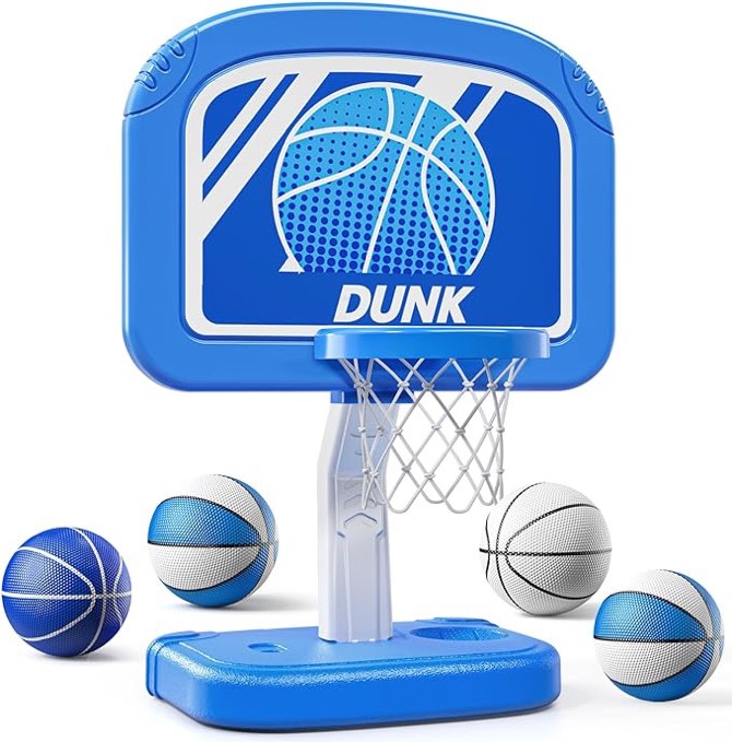 TEMI Basketball Hoop Indoor for Toddler Kids, Adjustable Poolside Hoops with 4 Balls and Pump, Indoor Outdoor Basketball Game for Toddler Kids, Christmas Birthday Gift for Boys Girls Age 3 4 5 6 7 8