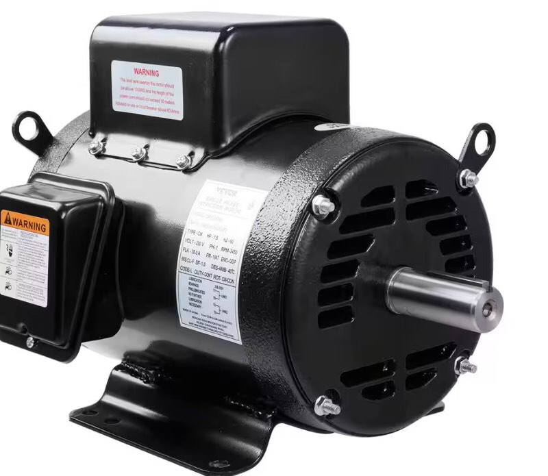 7.5HP Air Compressor Motor 3450 RPM Single Phase Electric Motor 1-1/8 in. Keyed shaft 230V 30A 184 Frame CW/CCW Rotation