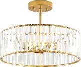 VIOLOEMI Crystal Ceiling Light Fixture Modern Gold Close to Ceiling Lighting Metal 3-Light Semi Flush Mount Ceiling Lamp for Dining Room Bathroom Hallway kitchen Bedroom Living Room(Bulb Not Included) Gold 15.75 Inch