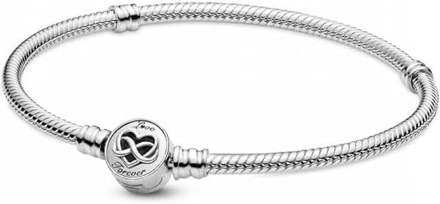 Pandora Moments Heart Infinity Clasp Snake Chain Bracelet - Engraved with Love Forever - Silver Bracelet for Women - Gift for Her - Sterling Silver