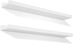 Love-KANKEI 36 Inch Long Floating Shelves Wall Mounted Set of 2, Large Wood Wall Shelves for Storage, Rustic Hanging Shelves for Display,Bedroom Living Room Bathroom Kitchen Office white