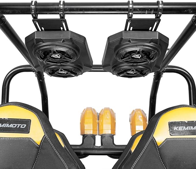 KEMIMOTO UTV Sound System 6.5 Inch Speakers UTV Sound Bar Overhead Stereo Bluetooth for UTVs Fits 1.625-1.9in Roll Cages Compatible with Can-Am X3 & X3 Max, Polaris RZR XP 1000, Uforce