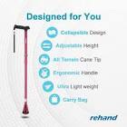 ENLUNTRA Adjustable Walking Cane?Quad Cane with LED Lights?Portable Walking Stick for Men & Women and Seniors with Wrist Rope