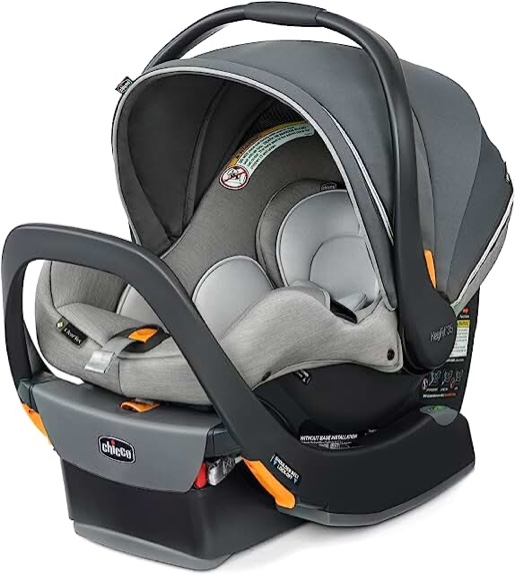 Chicco KeyFit® 35 Zip ClearTex® Infant Car Seat and Base, Rear-Facing Seat for Infants 4-35 lbs, Infant Head and Body Support, Zip-Open Privacy Shield, Compatible with Chicco Strollers | Ash/Grey