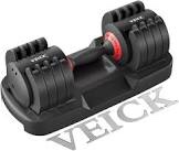 VEICK Adjustable Dumbbell, 25/55 lb Dumbbell for Men and Women, Fast Adjust Weight by Turning Handle, Black Dumbbell with Tray Suitable for Home Gym Full Body Workout Fitness