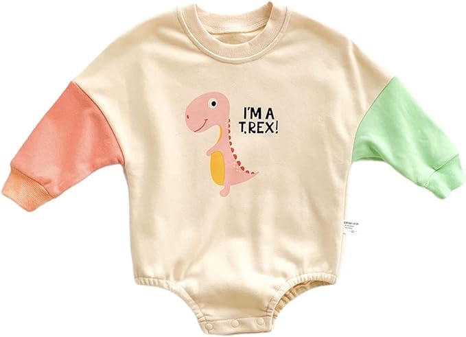 twopumpkin baby boy girl crewneck sweatshirt,dinosaur (18-24 months)