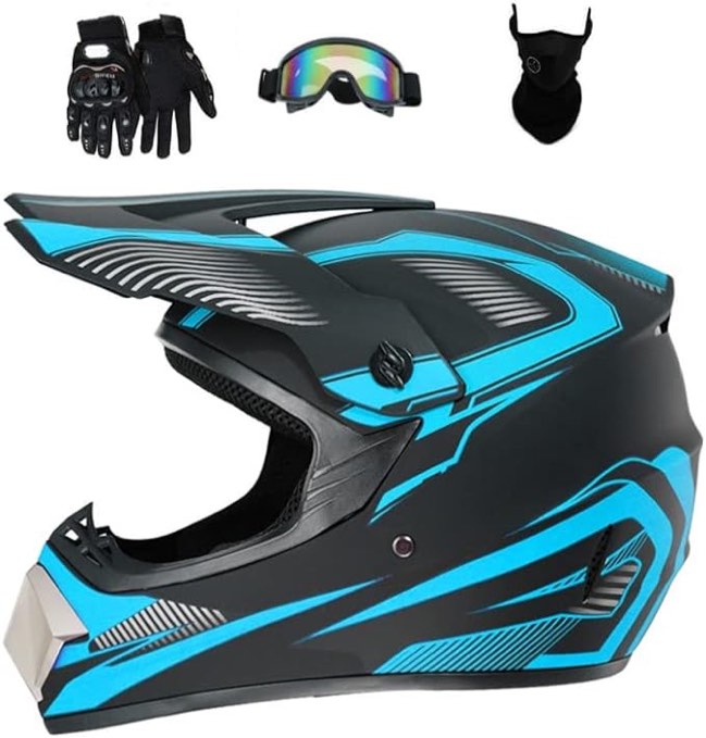 Senhill Motocross Helmet Dirt Bike Helmet Motorcycle Full Face Helmet with Gloves Goggles Mask for Unisex Adult Youth DOT/FMVSS 218 Approved