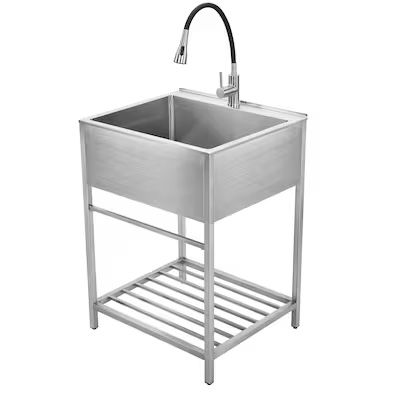 25'' L x 22'' W Free Standing Laundry Sink with Faucet