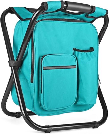 folding stool backpack- blue- green
