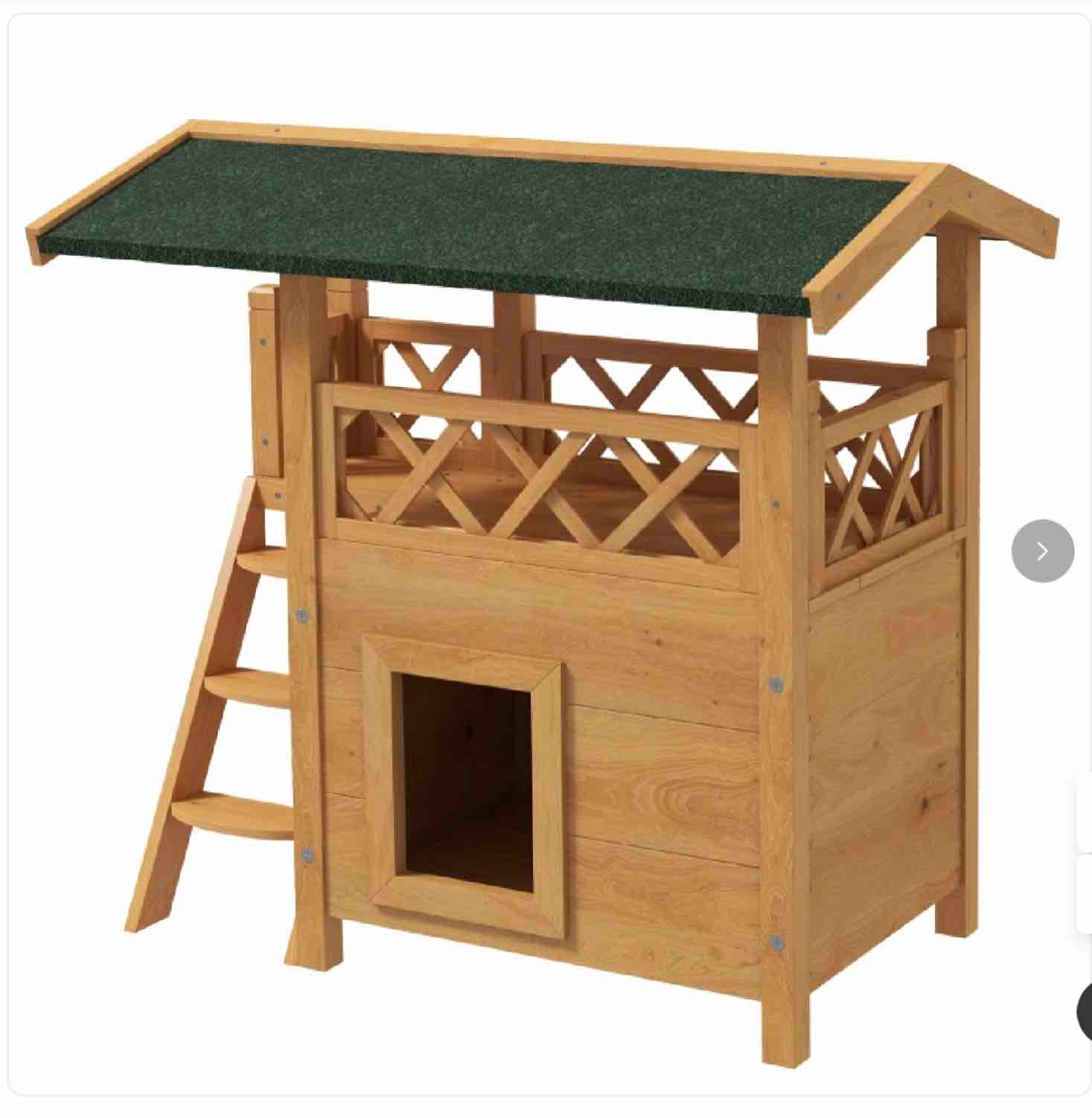 PawHut Outdoor Cat House, Wooden Kitten Condo, Natural