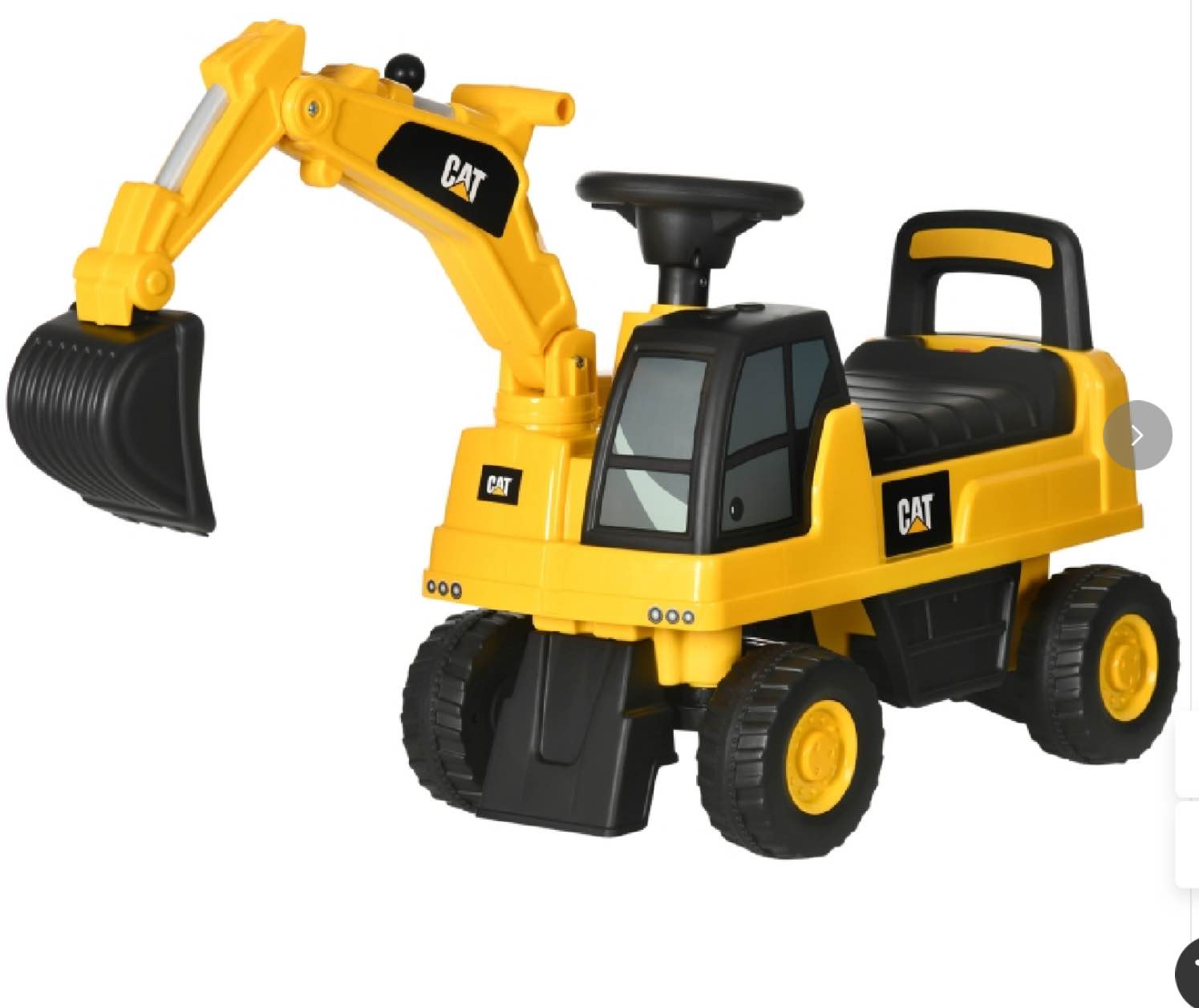 Aosom Kids Excavator Ride on Toy CAT Licensed with Manual Shovel, Horn, Hidden Storage for 18-36 Months, Yellow