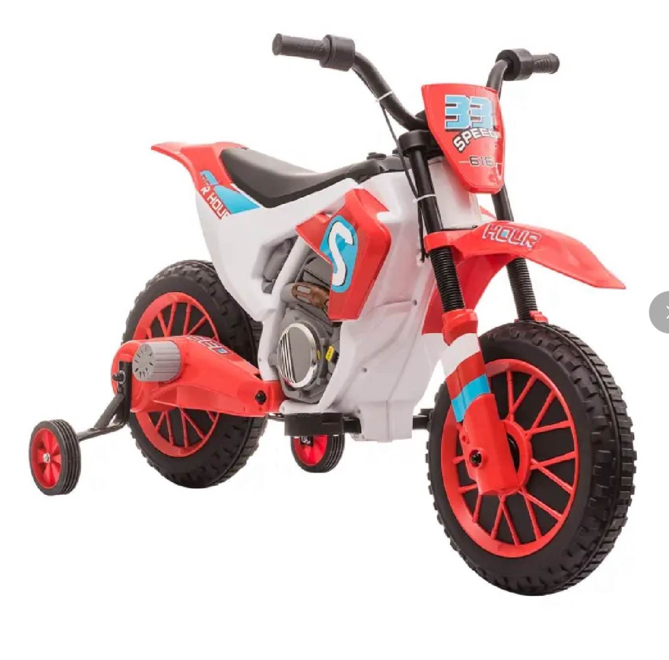 Aosom 12V Electric Kids Ride On Dirt Bike Motorcycle Toy w/ Training Wheels, Red