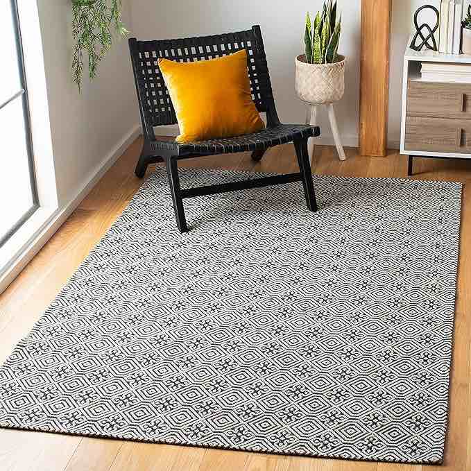 SAFAVIEH Stewart Cotton Geometric Area Rug, Charcoal/Grey 5X7 CHARCOAL/GREY