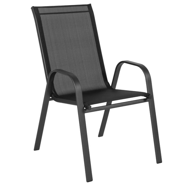 Flash Furniture Brazos Series Outdoor Stackable Patio Chairs for Adults, Set of 2, Black